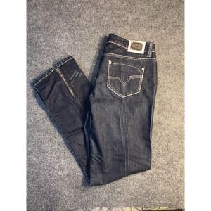 Virgin Only Jeans Womens 13 Black Denim Dark Wash Stretch Straight Leg Ankle Zip